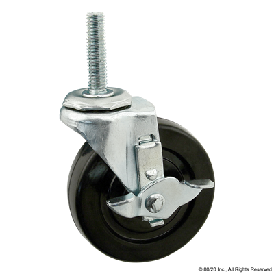 3 SWIVEL CASTER W/ 3/8-16 STEM W/ BRAK