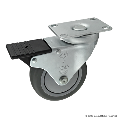 102mm FLANGE MOUNT SWIVEL CASTER W/ BRA