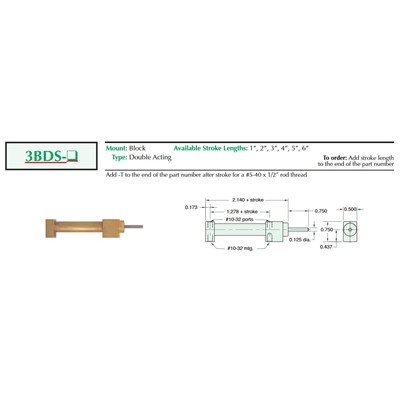 3/8 Bore Double Acting Block Mnt Sing