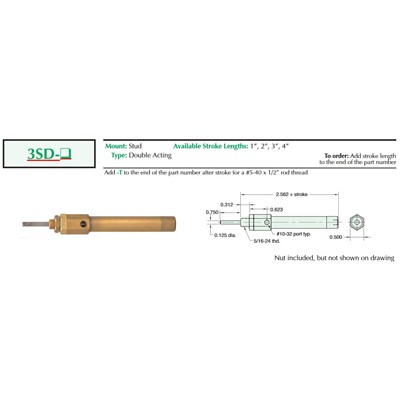 3/8 Cyl Single Acting 1 w/ Rod T