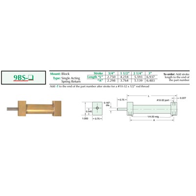 9/16 Single Acting Block Mnt Spring R