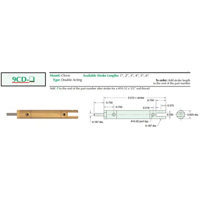 9/16 Double Acting Clevis Mnt Cylinde