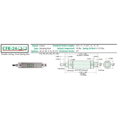 1 1/2 Bore S/S Cyl Clevis Mnt