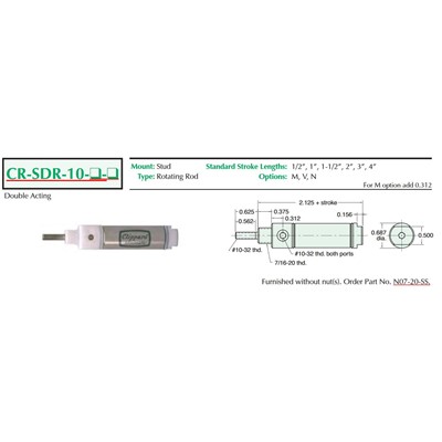 5/8  Bore CR S/S Cylinder  Stud Mount