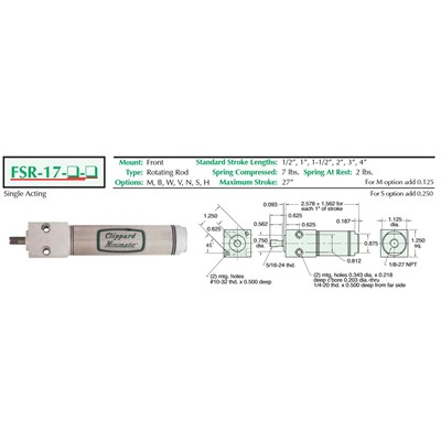 1 1/16 Bore S/S Cyl Front Mnt