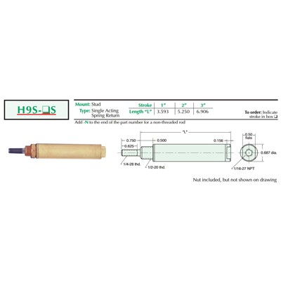 9/16 Heavy Duty Single Acting Stud Mnt