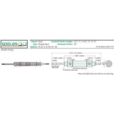 9/16  Bore S/S Cylinder  Stud Mount  Do