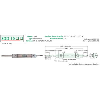 5/8  Bore S/S Cylinder  Stud Mount  Dou