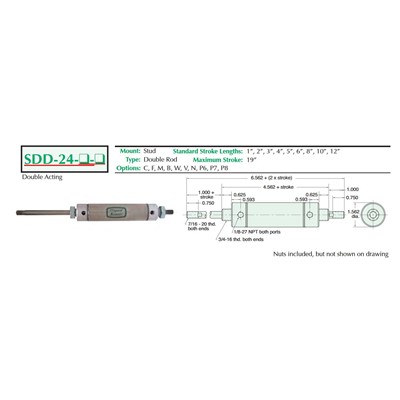 1 1/2  Bore S/S Cylinder  Stud Mount  D