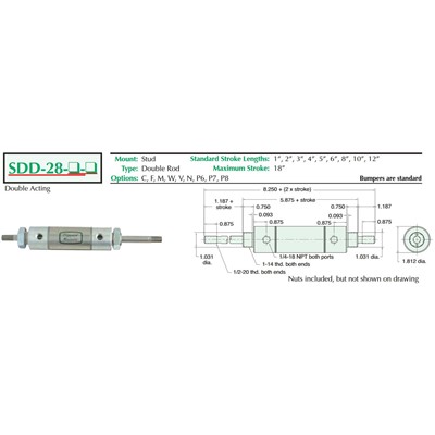 1 3/4  Bore S/S Cylinder  Stud Mount  D