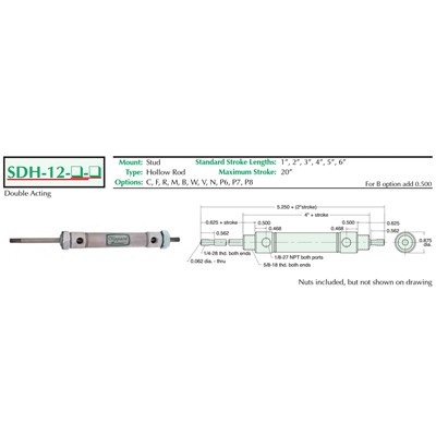 3/4 Bore S/S Cyl Stud Mnt Holl