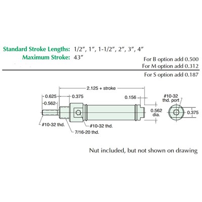 1/2 Bore S/S Cyl Stud Mnt Rota