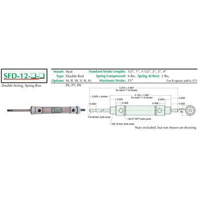 3/4  Bore S/S Cylinder  Stud Mount  Dou