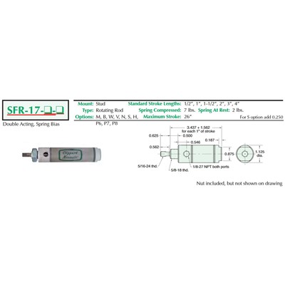 1 1/16  Bore S/S Cylinder  Stud Mount