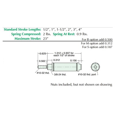 1/2  Bore S/S Cylinder  Stud Mount  Non