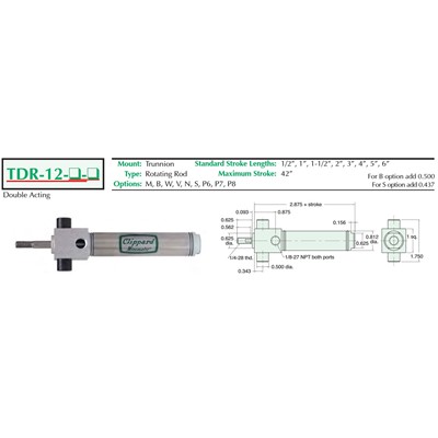 3/4  Bore S/S Cylinder  Trunnion Mount