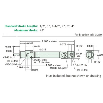 5/16  Bore S/S Cylinder  Universal Moun