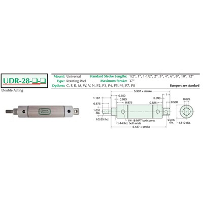 1 3/4  S/S Cylinder  Universal Mount  R