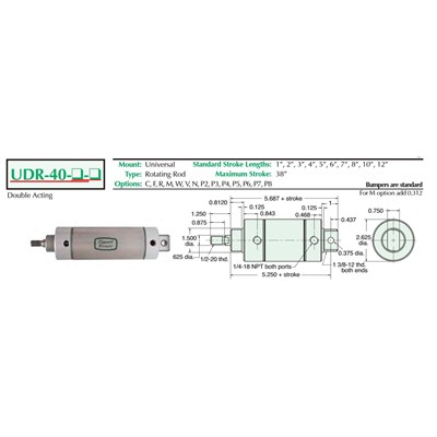 2 1/2  S/S Cylinder  Universal Mount  R