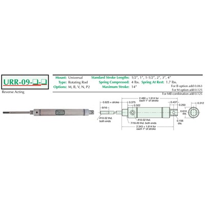 9/16  S/S Cylinder  Universal Mount  Ro