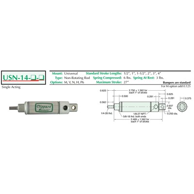 7/8  S/S Cylinder  Universal Mount  Non