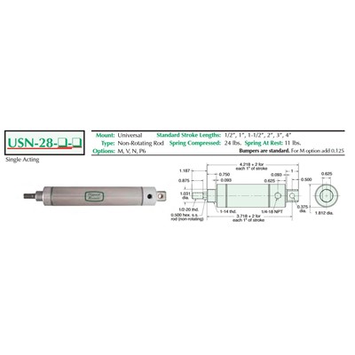 1 3/4  S/S Cylinder  Universal Mount  N