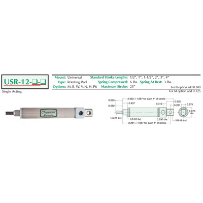 3/4  S/S Cylinder  Universal Mount  Rot