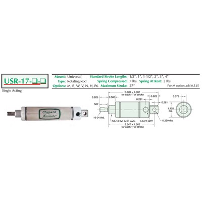 1 1/16  S/S Cylinder  Universal Mount