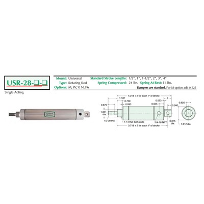 1 3/4  S/S Cylinder  Universal Mount  R