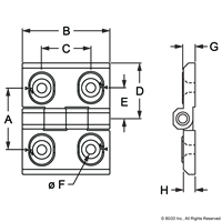 2D HINGE 76 X 60  ADJUSTABLE HORIZONTAL