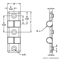 PLASTIC HINGE  DOUBLE  SLOT 8 DETACHABL