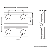 STAINLESS STEEL HINGE  40X40 NON-DETACH