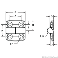 PLASTIC COMBINATION HINGE 25X25 LEFT  D