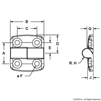 PLASTIC COMBINATION HINGE 25X25 RIGHT