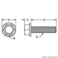 M8 X 50mm FLANGED HEX HEAD BOLT (BLUE Z