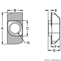 HAMMER NUT  M4  BOSS HEIGHT 1.5 MM  BLU