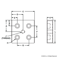 BASE PLATE 30  60X60  M8  DIE-CAST ZINC