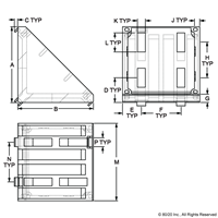 ALUMINUM CONNECTION ANGLE 90 88 X 86  D