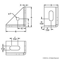 CONNECTION ANGLE 43 X 43 X 30X 3MM CLEA