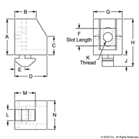 UNIBLOCK WITH SQUARE NUT M6 SLOT 8