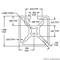 1.5 X 1.5 LITE MONO-SLOT T-SLOTTED EX