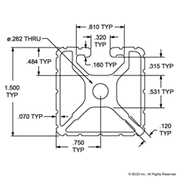 1.5 X 1.5 LITE MONO-SLOT T-SLOTTED EX