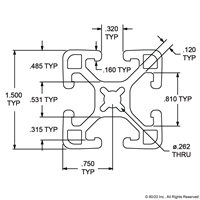 1.5  X 1.5  LITE SMOOTHT-SLOTTED EXTRU