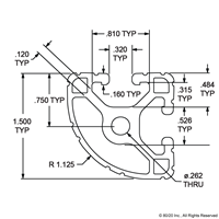 1.5  QUARTER ROUND T-SLOT EXT 242  BAR