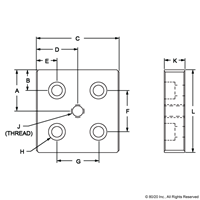 BLACK 10 S 2 X 2 BASE PLATE W/ 5/16-1