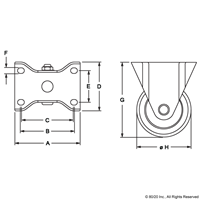 3 FLANGE MOUNT RIGID CASTER