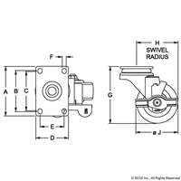 3 FLANGE MOUNT SWIVEL CASTER W/ BRAKE