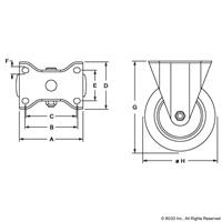 4 DELUXE FLANGE MOUNT RIGID CASTER