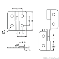 25 S LEFT HAND ECONOMY LIFT-OFF HINGE S