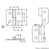 25 S LEFT HAND ECONOMY LIFT-OFF HINGE L